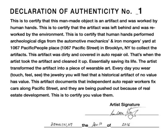 Declaration of Authenticity provided by the artist with the Historical Artifacts—signed and numbered by the artist.
